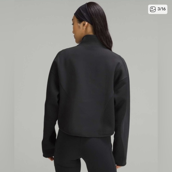 Lululemon•Mixed Fabric Half-Zip Pullover•RARE texture Play•Black•NWOT•Large - Picture 3 of 4